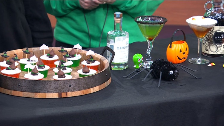 Colorful Halloween drinks served at a festive gathering
